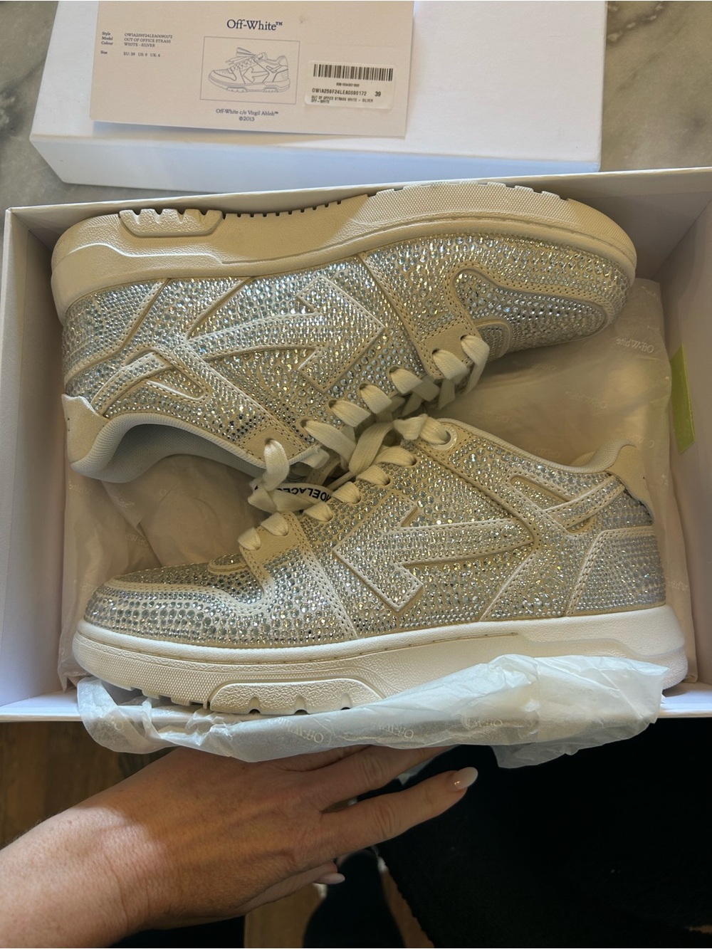 OUT OF OFFICE STRASS Off-White Crystal-Embellished White Sneakers